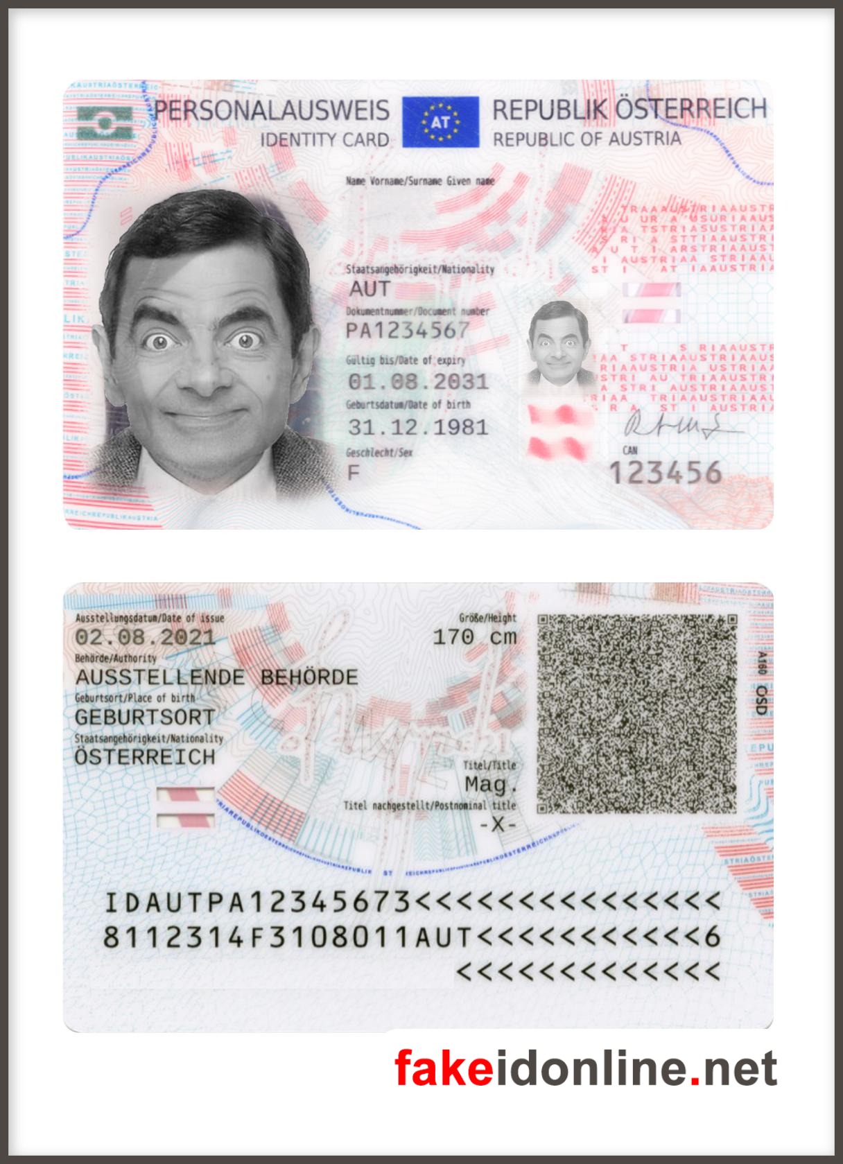 Austria New ID Card Template 2023